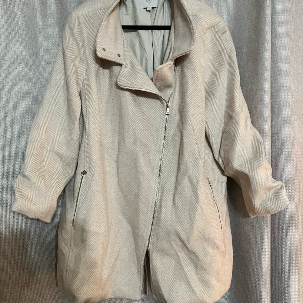 Beige Asymmetrical Loft Wool Coat 24